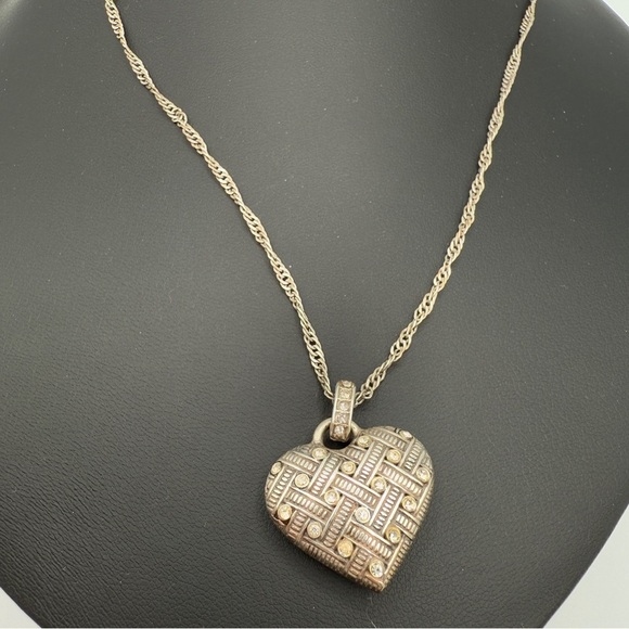Brighton Puffy Diamond Lace Heart Reversible Pendant Necklace - Picture 13 of 16